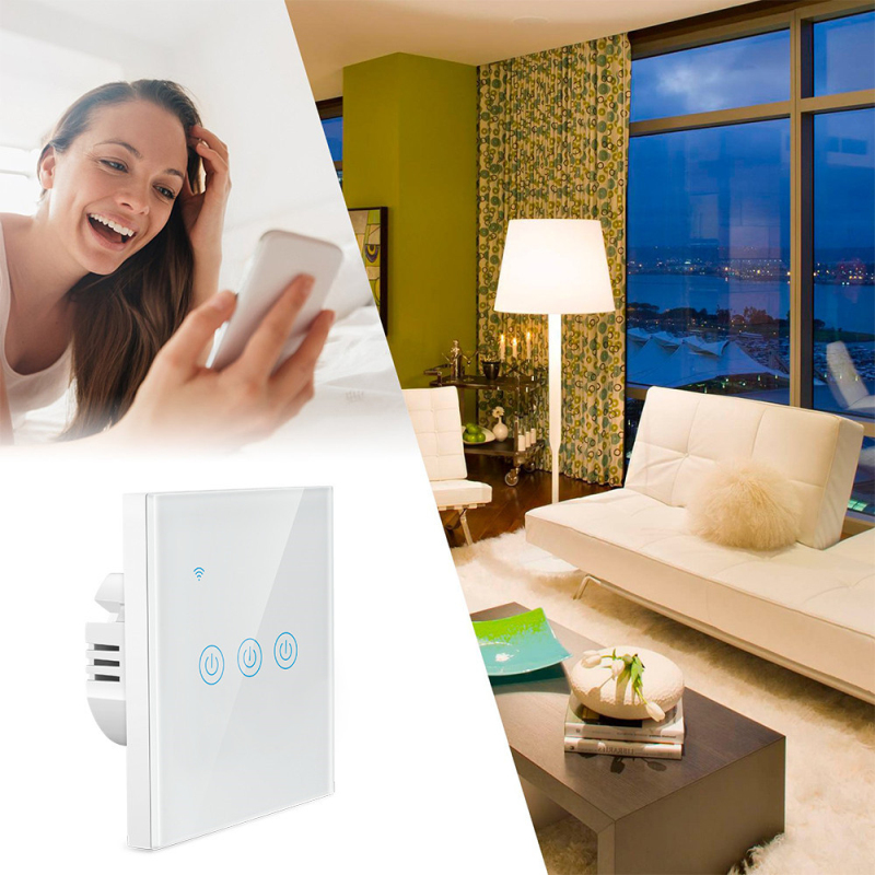 EU No Neutral Alexa Smart Home Touch Screen Light Wifi Smart Switch from China supplier